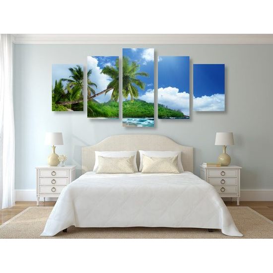 5-dílný obraz nádherné Seychely