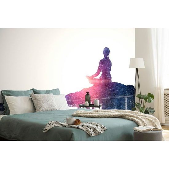 Samolepící tapeta silueta meditující ženy