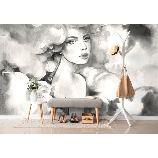Zajímavá tapeta šarmantní žena v černobílém provedení
