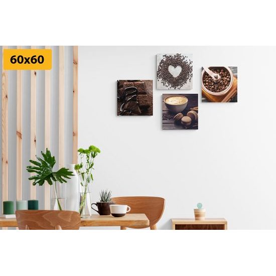 Set obrazů lákavá vůně čerstvě upražené kávy
