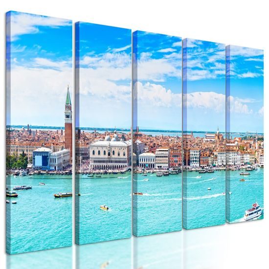 5-dílný obraz romantické Benátky