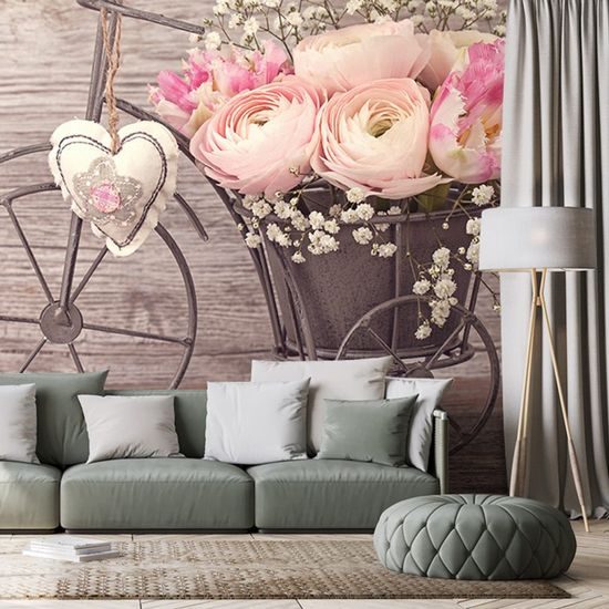 Tapeta kolo s květinami ve vintage stylu