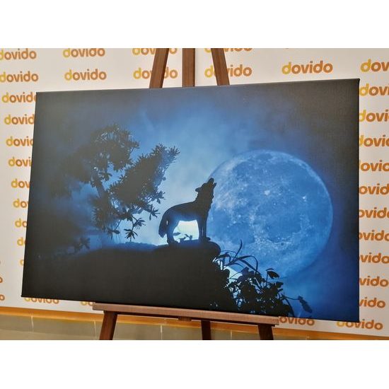 Obraz vytí vlka při úplňku měsíce