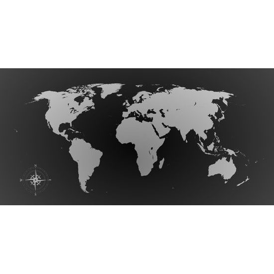 Obraz moderní mapa světa v černobílém provedení