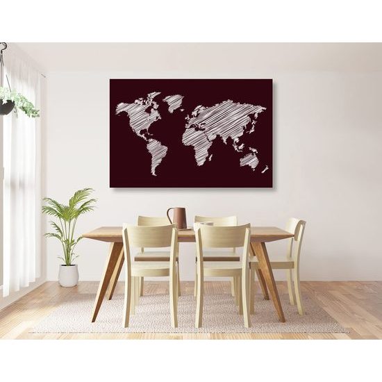 Obraz zajímavá mapa na bordó pozadí