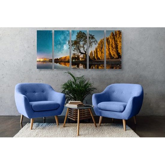 5-dílný obraz pohled na noční oblohu