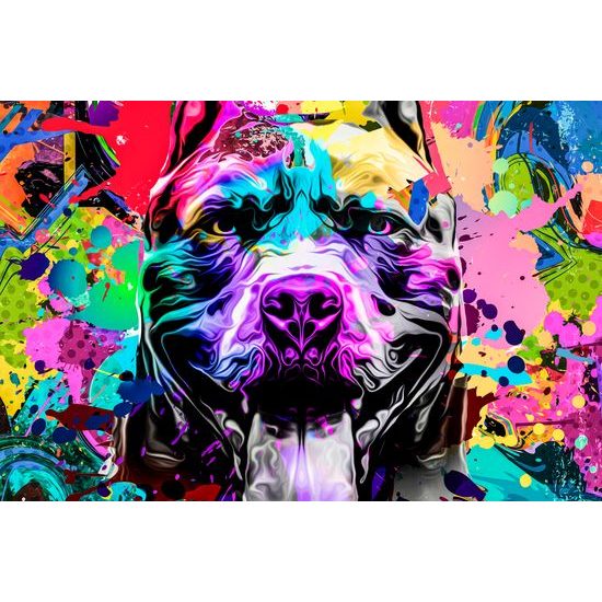 Obraz pes v pestrobarevném provedení