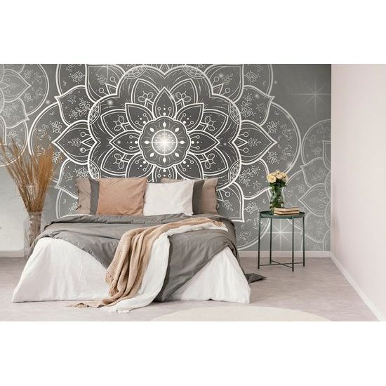 Tapeta černobílá Mandala s orientálním nádechem