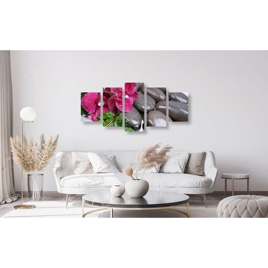 5-dílný obraz wellness zátiší a květ orchideje