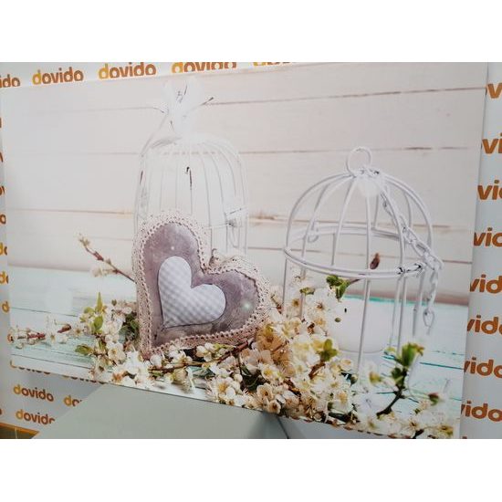 Obraz zátiší se srdíčkem ve vintage stylu