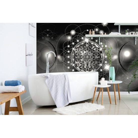 Samolepící tapeta černobílá Mandala v kouzelném provedení