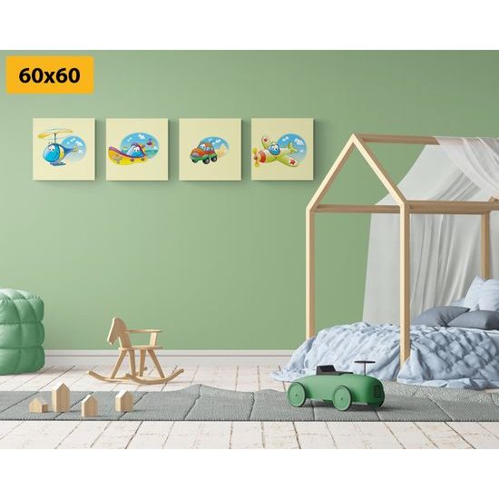 Set obrazů pohádkové dopravní prostředky