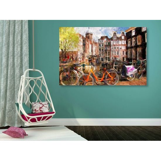 Obraz umělecká malba Amsterdamské architektury