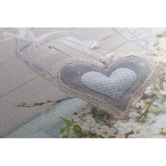 Obraz zátiší se srdíčkem ve vintage stylu