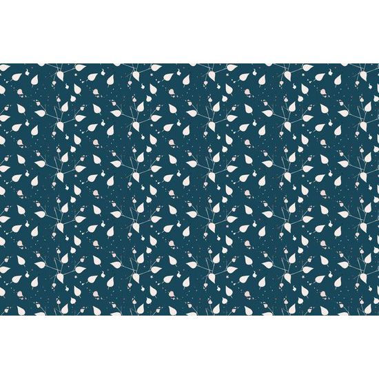 Tapeta něžné lístky v modrém provedení