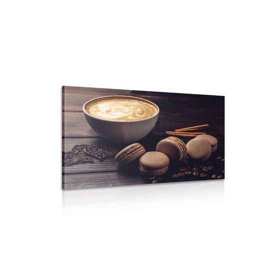 Obraz cappuccino s makronky