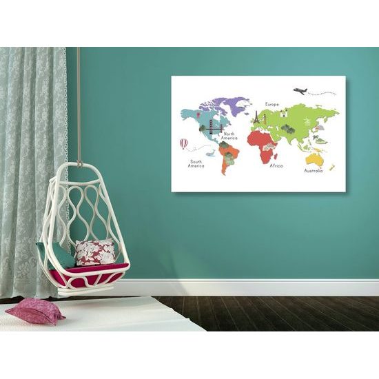 Obraz minimalistcká mapa světa