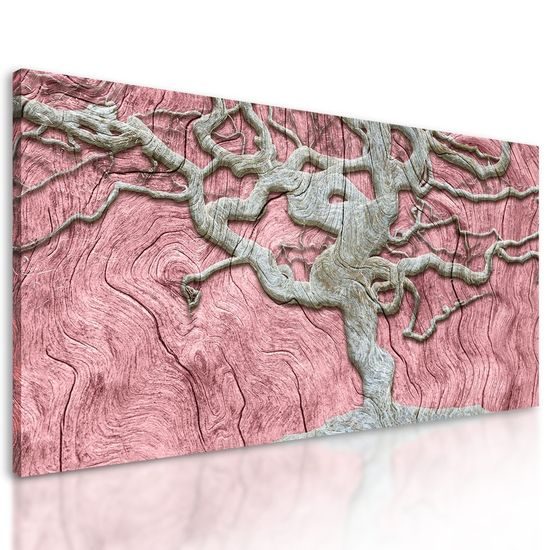 Obraz zvláštní strom na růžovém podkladu