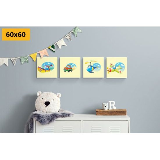 Set obrazů pohádkové dopravní prostředky