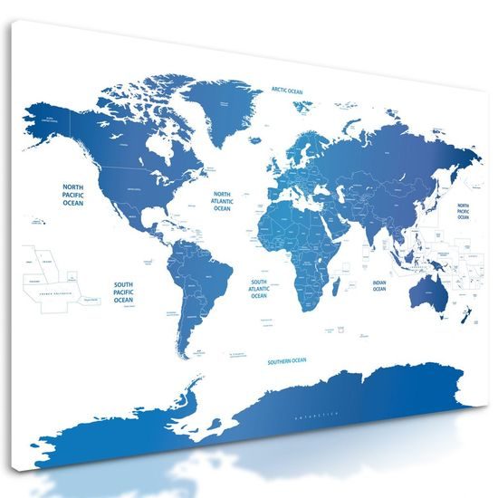 Obraz podrobná mapa světa