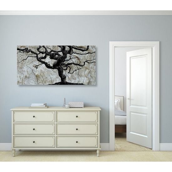 Obraz tajuplný strom na dřevěném podkladu