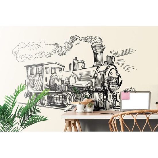 Samolepící tapeta malovaný vlak v uměleckém provedení
