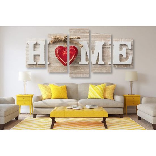 5-dílný obraz stylový nápis Home