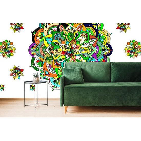 Samolepící tapeta zajímavá Mandala s nádechem do zelena