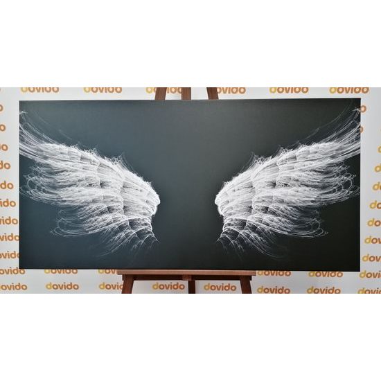 Obraz andělská křídla v černobílém provedení