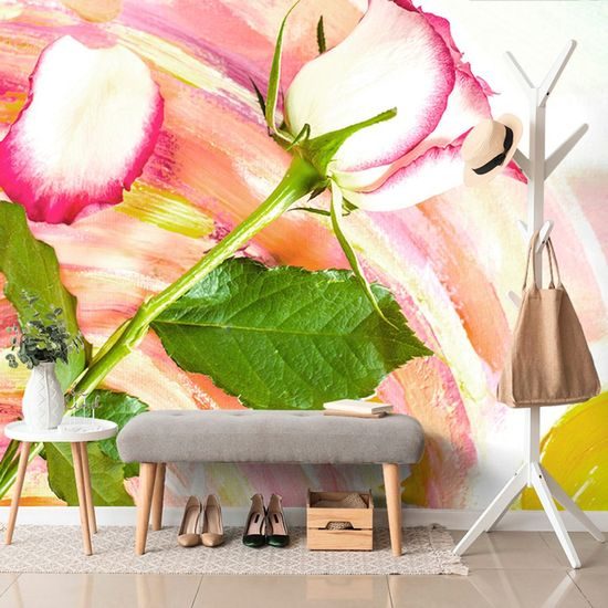 Fototapeta růže na malovaném pozadí