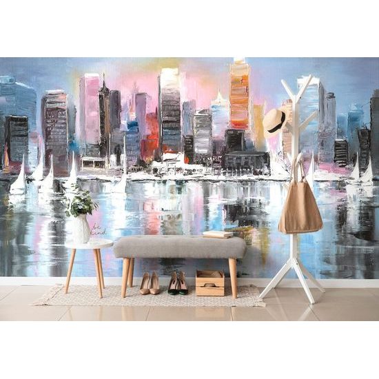 Samolepící tapeta metropole na břehu řeky