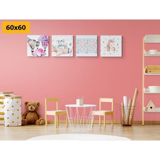 Set obrazů na dobrou noc v krásných pastelových barvách