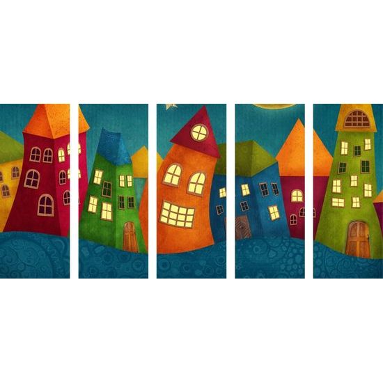 5-dílný obraz dětské městečko