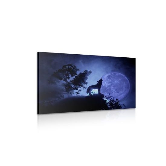 Obraz vytí vlka při úplňku měsíce