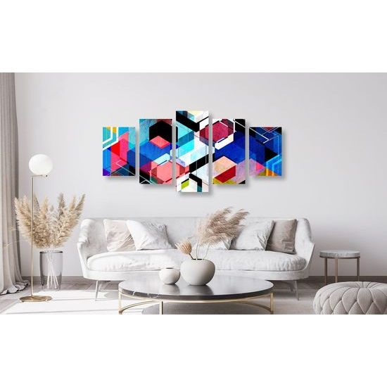 5-dílný obraz futuristická abstrakce tvarů