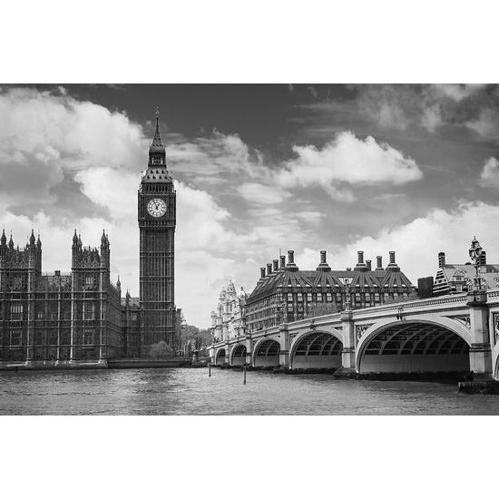 Samolepící fototapeta londýnská Elizabeth Tower v černobílém provedení