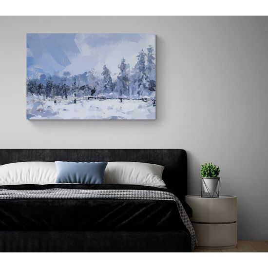 Obraz abstraktní zasněžené stromy