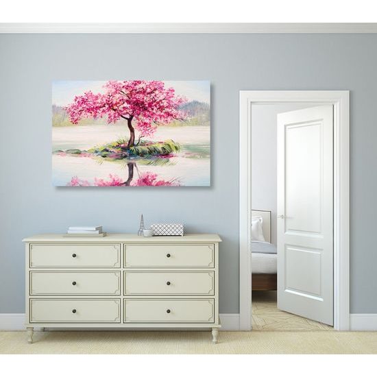 Obraz orientální třešeň v objetí jezera