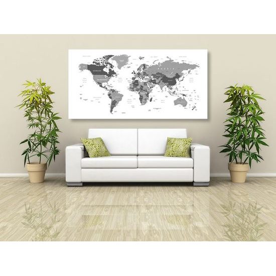 Obraz mapa v poutavém černobílém provedení