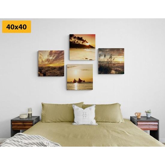 Set obrazů magické západy slunce