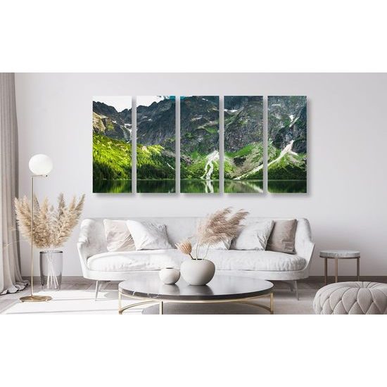 5-dílný obraz pleso v Tatrách