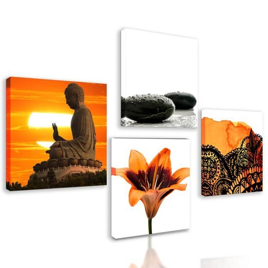 Set obrazů Feng Shui v oranžových barvách