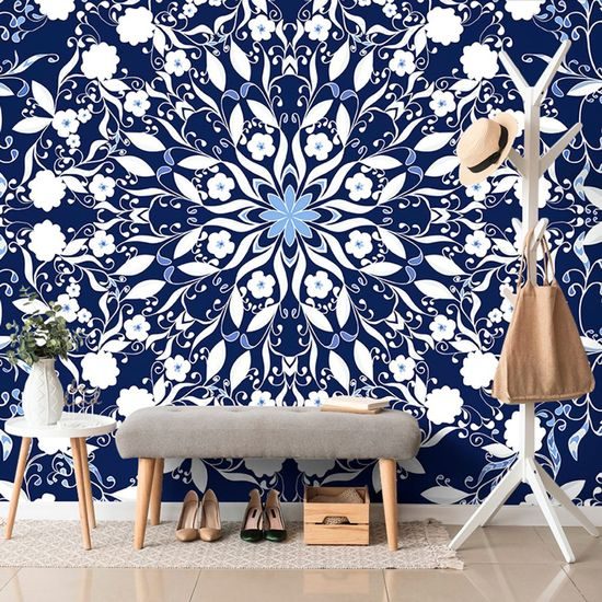 Nádherná tapeta vzor s bílými květy