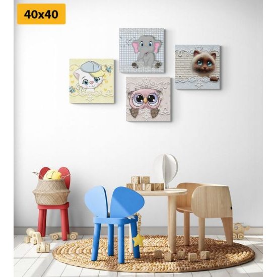 Set obrazů hravá zvířátka