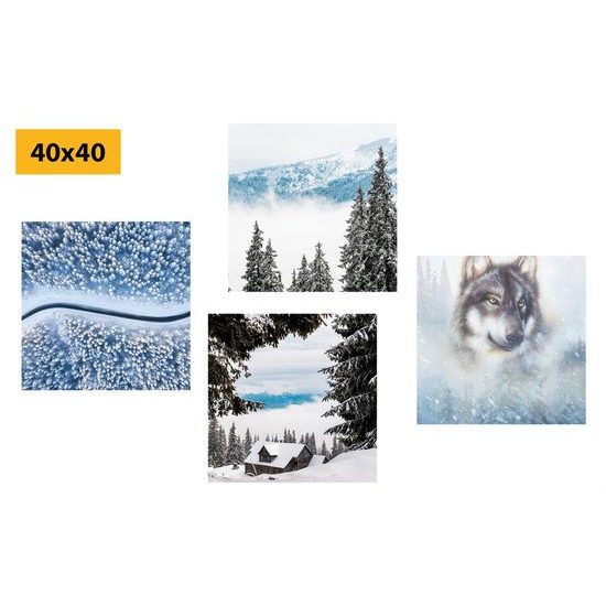 Set obrazů zákoutí zimní krajiny