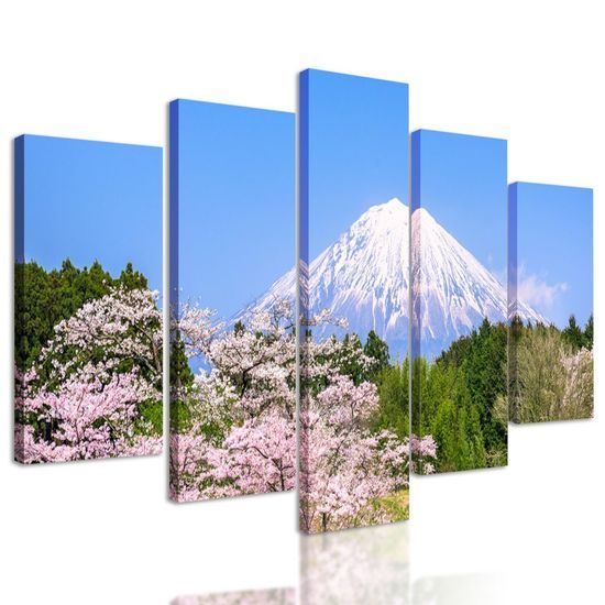5-dílný obraz Japonská sopka Fuji