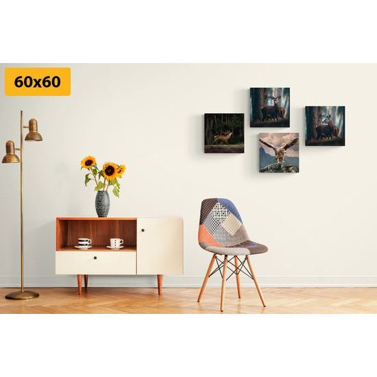 Set obrazů majestátní lesní zvířata