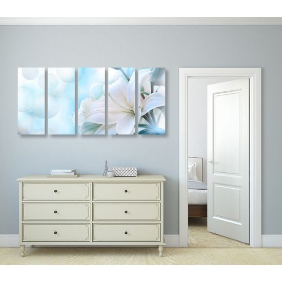 5-dílný obraz sněhobílá lilie