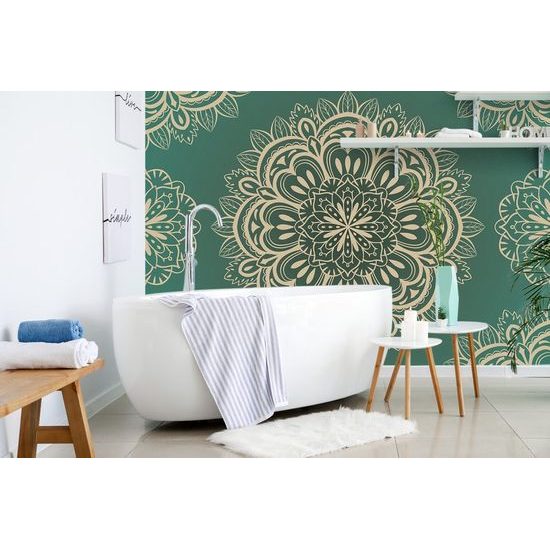 Tapeta Mandala na emeraldovém pozadí