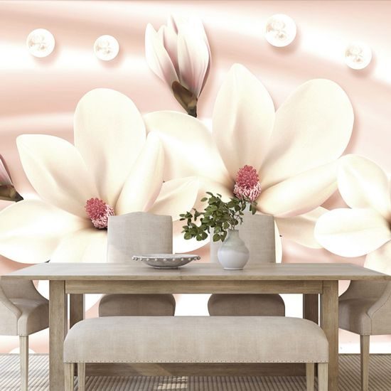 Samolepící tapeta půvabná béžová magnolie